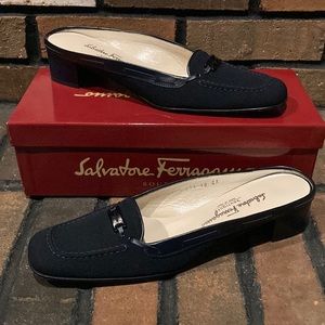 Salvatore Ferragamo Vintage 90’s “Midnight” Mules Size 10 Narrow With Box